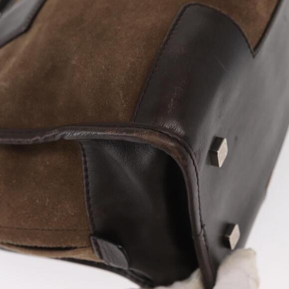 LOEWE Anagram Americana 28 Hand Bag Suede Leather Brown Silver Auth ep12264 - Picture 16 of 16